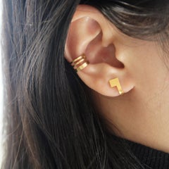18K Fine Gold Square Curve Earrings