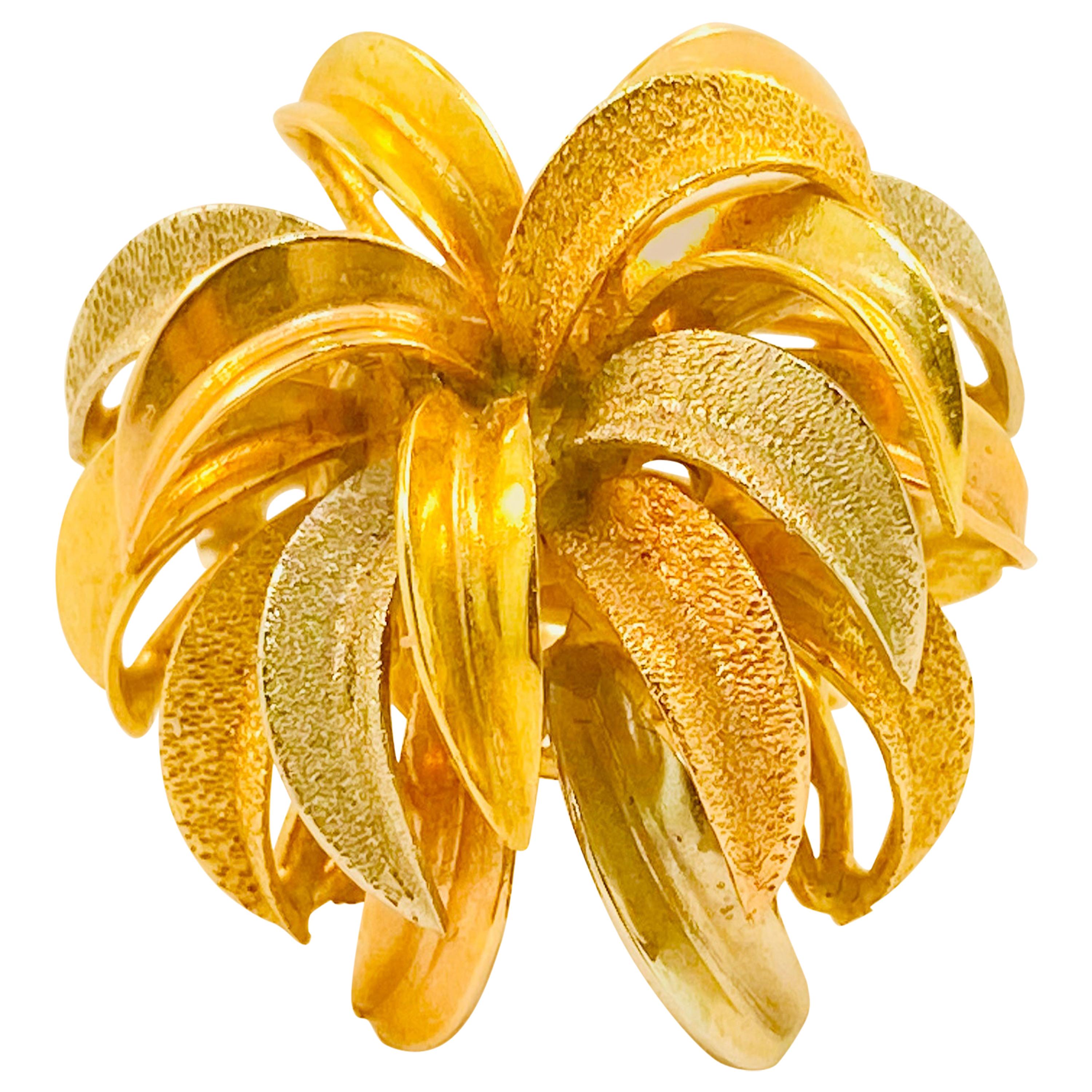 18k Firework Tri-Gold Ring Yellow, White, Rose Gold Statement Ring, Blast Ring