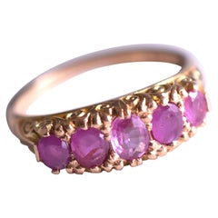 Antique 18K Five Stone Pink Sapphire Ring, C1900