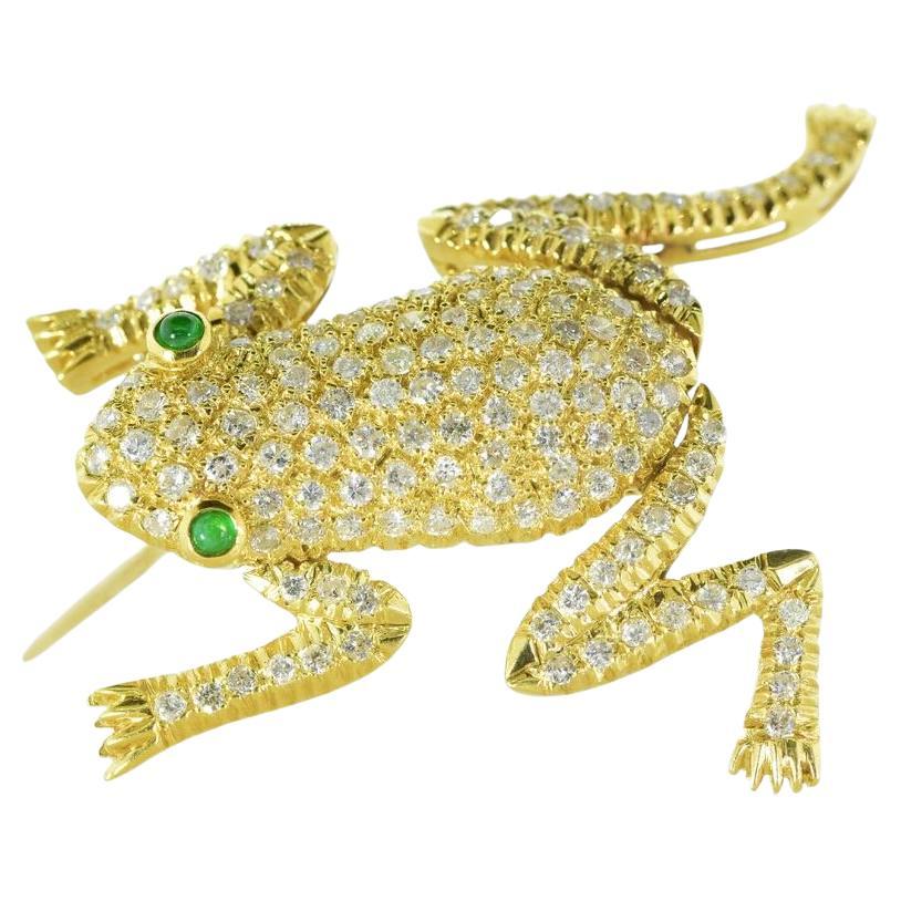 Broche Rana Contemporánea 18K Flexible con Diamantes Incrustados