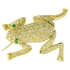 Broche rana con incrustaciones de diamantes 18K flexible