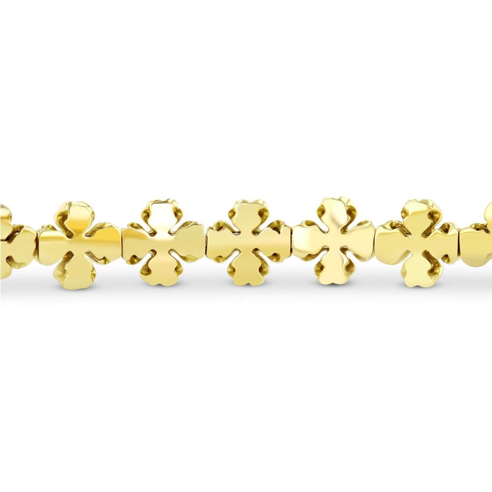Contemporary 18k Yellow Gold Flexible Flower Cuff For Sale