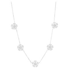 18K Flower Baguette Necklace 2.50 Ct.