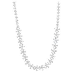 18K Flower Baguette Necklace halfway 5 Carats