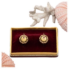 Pendientes flor 18K - Dormeuses antiguos, Dormeuses victorianos - Europa Art Nouveau