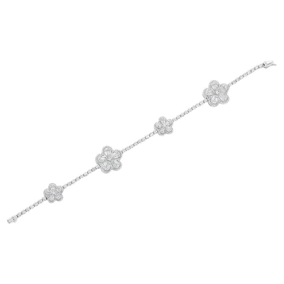 Bracciale Tennis a forma di fiore 18K 3,75 Ct.