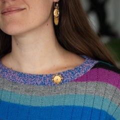 18k Flower & star Art Nouveau Brooch - Victorian solid gold pin - Napoleon III