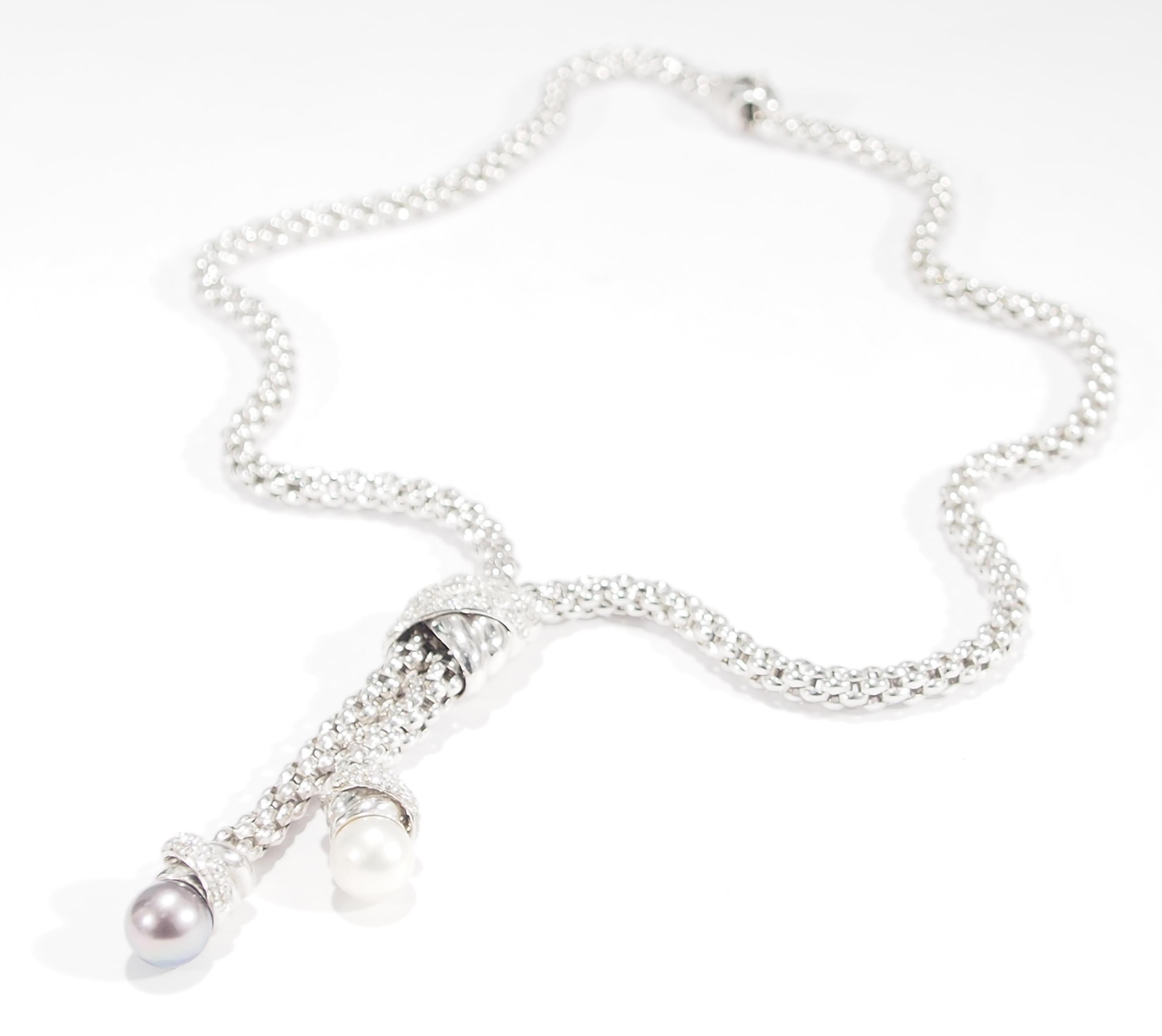 fope 18k white gold lariat necklace