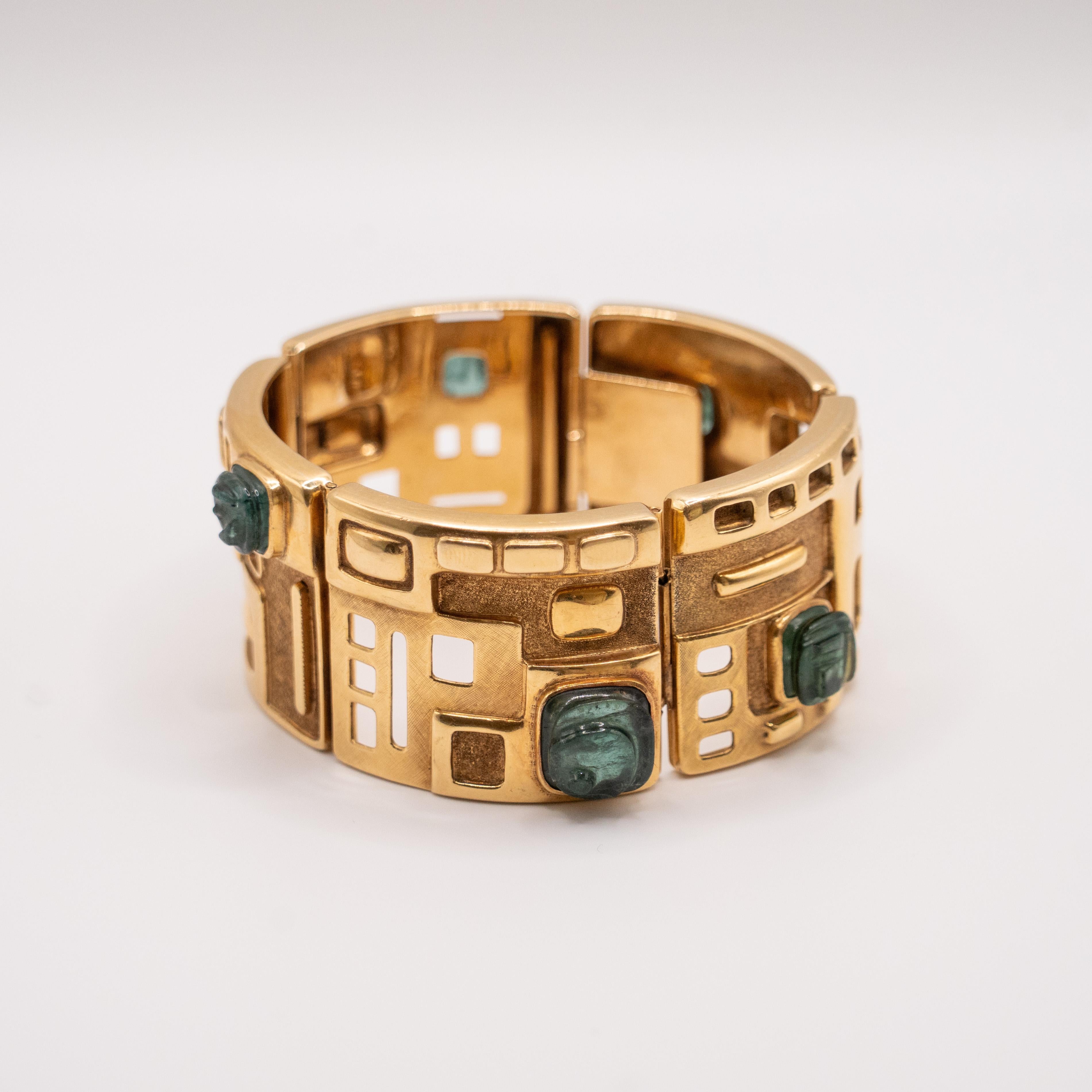 Modernist 18K Forma Livre Emeralds Cuff Bracelet by Burle Marx