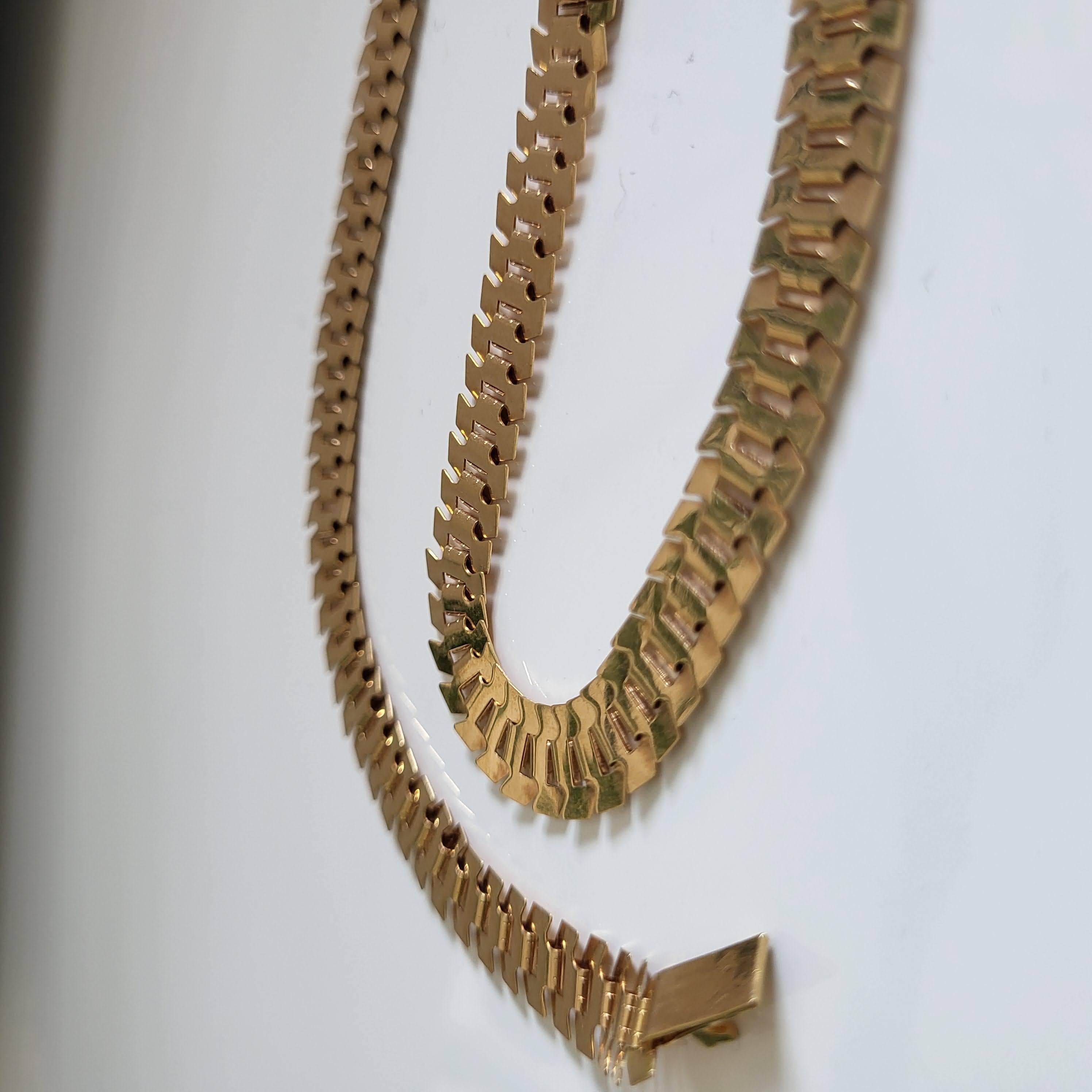 18k Französisch 1940's Halskette - Estate große Halskette - Massivgold Kragen im Angebot 6