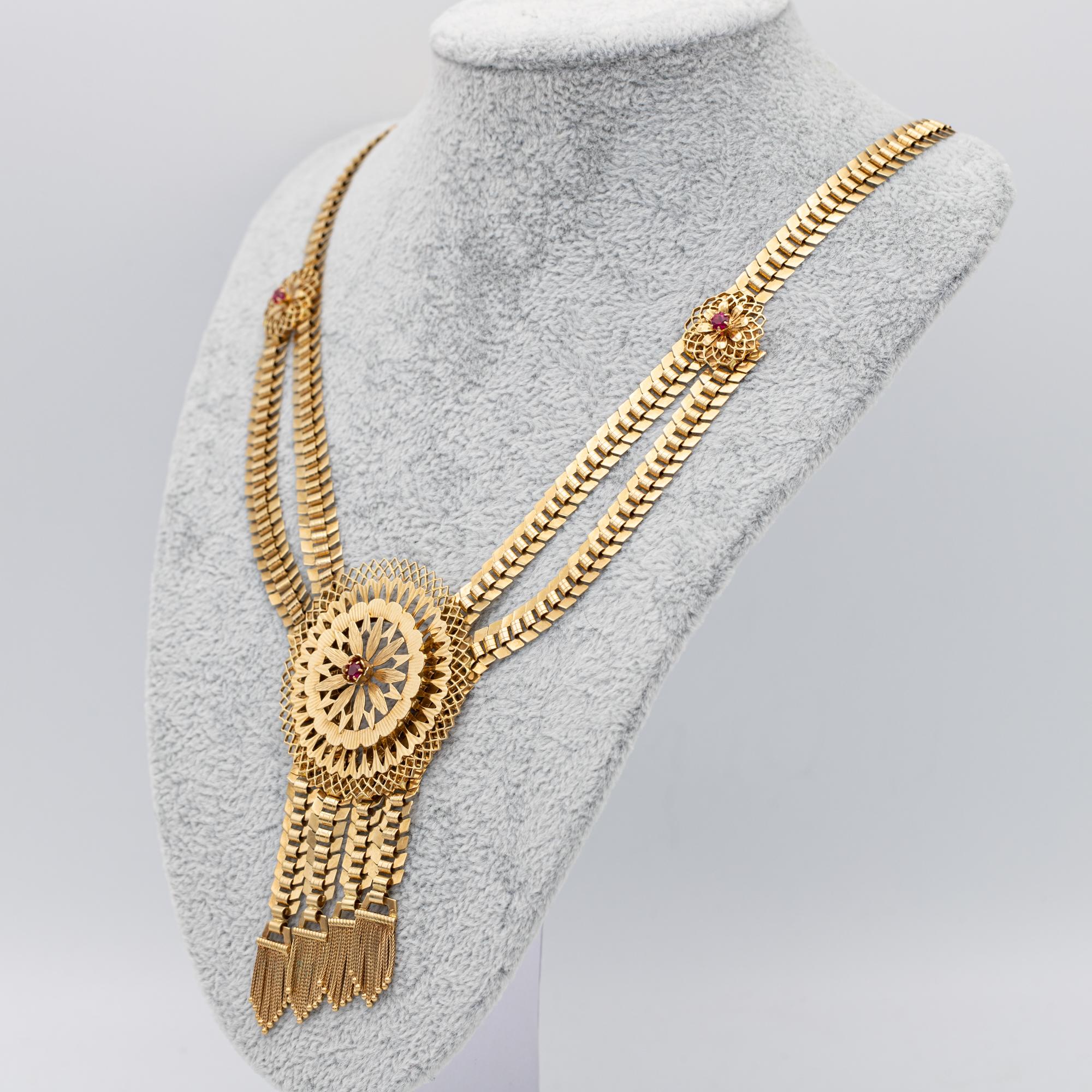 Women's or Men's 18k French 1940's necklace - Estate large necklace - Solid gold collar For Sale