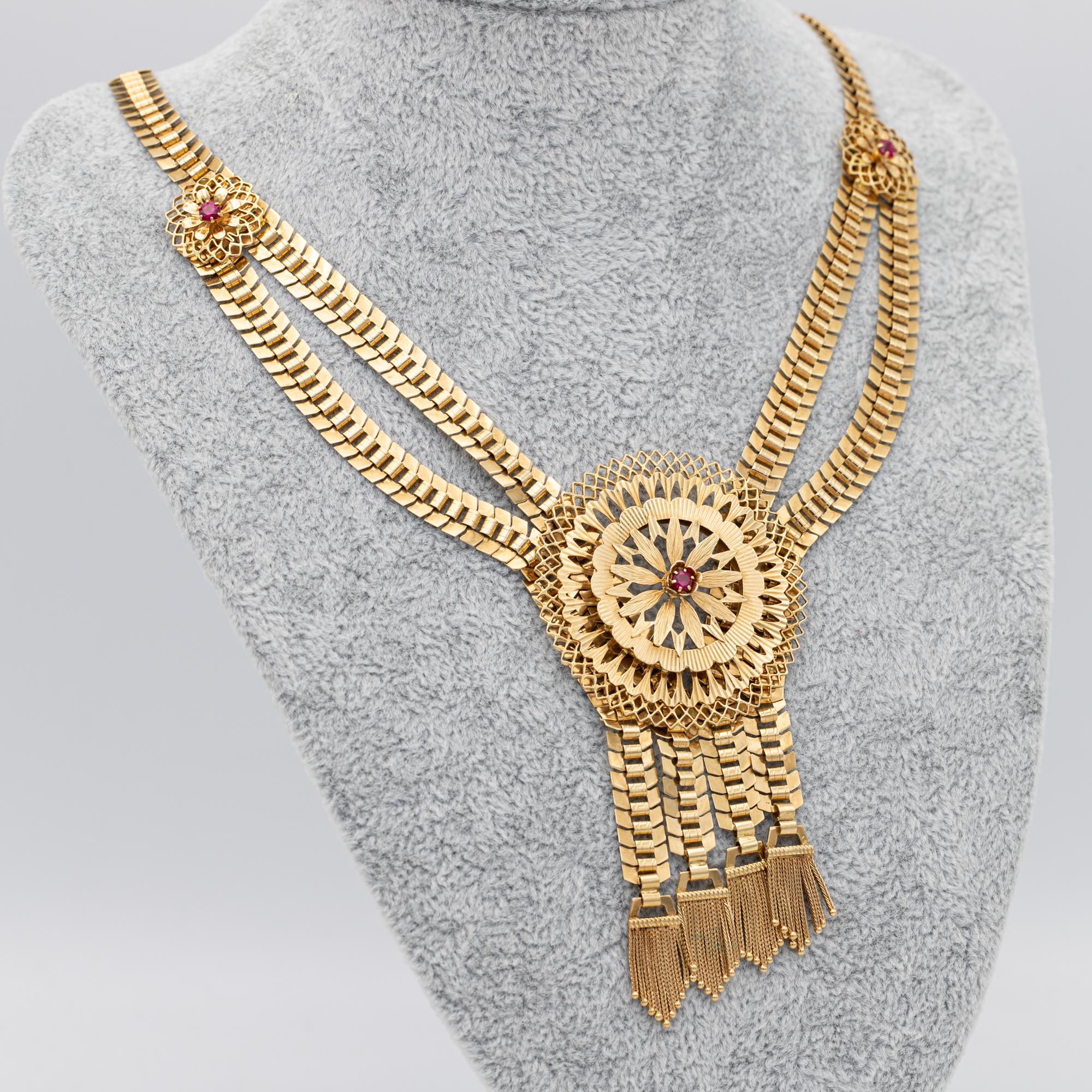18k Französisch 1940's Halskette - Estate große Halskette - Massivgold Kragen im Angebot 1