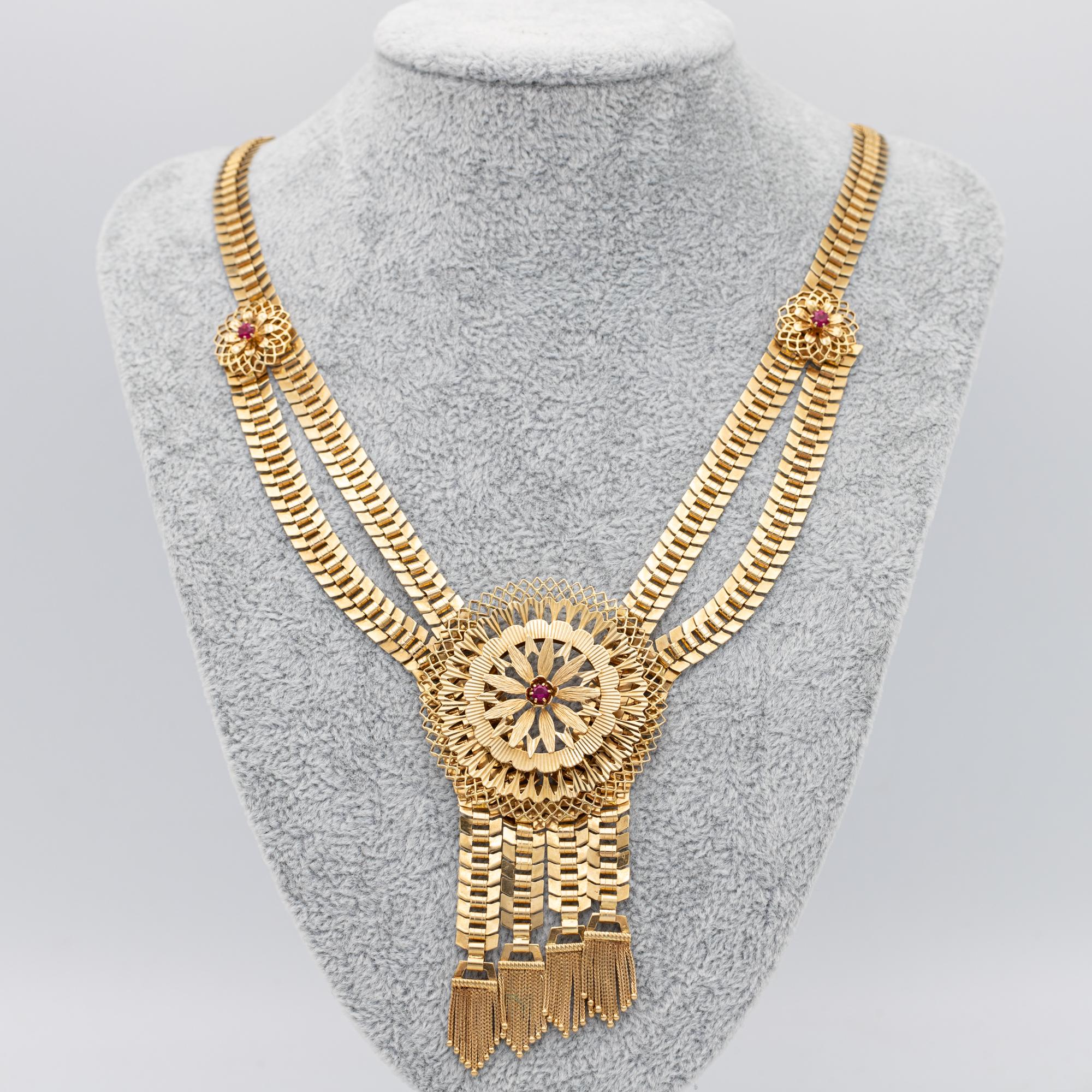18k Französisch 1940's Halskette - Estate große Halskette - Massivgold Kragen im Angebot 3