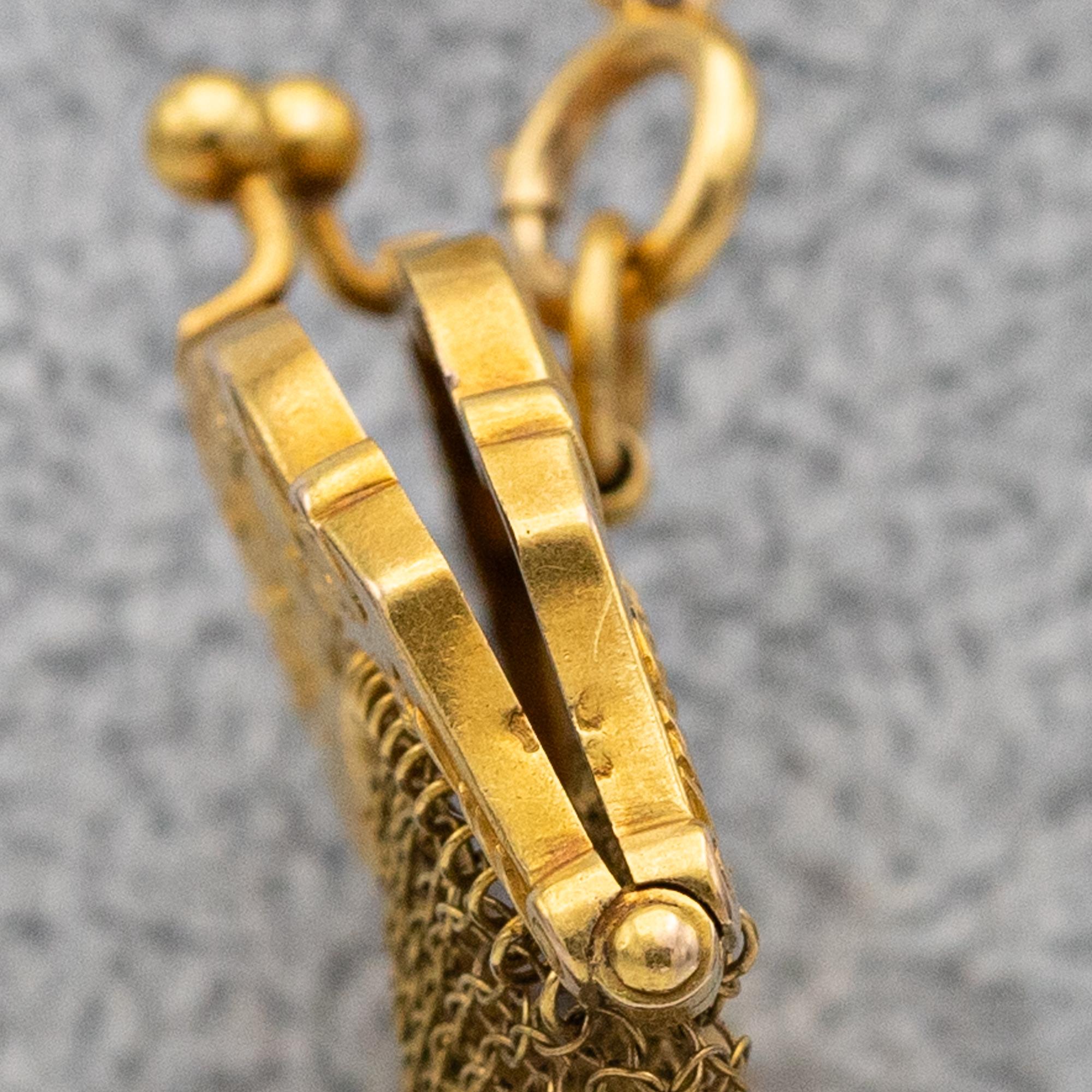 18k Französische antike Gold Mesh-Handtasche aus Mesh - Jugendstil - Kleine goldene Münztasche  im Angebot 3