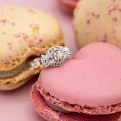 18k French Art Deco ring - 18 Karat white gold jewelry - natural diamonds