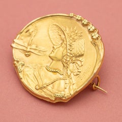 18k French Art Nouveau brooch - Late Victorian jewelry - Floral dragonfly brooch