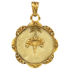 18K French Art Nouveau pendant, rare Antique Belle Epoque charm - Garland 1900's