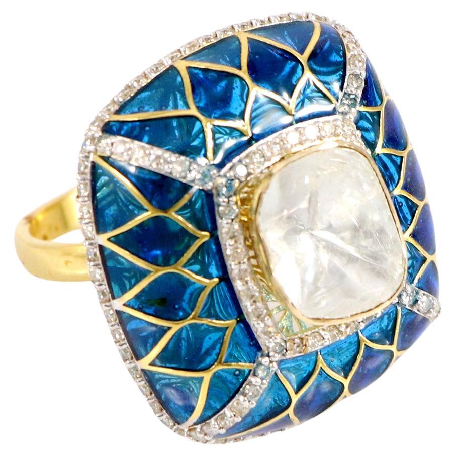 18K French Enamel Ring 0218