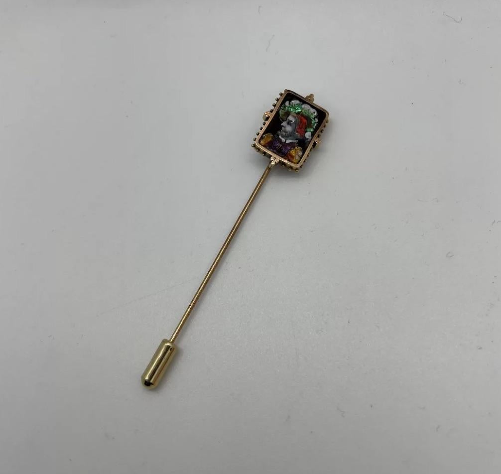 18K French Limoges Enamel Stick Pin

Consistent with age and use please see the photos for condition
Please ask for more photos if you need we will send them with in 24-48 hours

Due to the item's age do not expect items to be in perfect condition