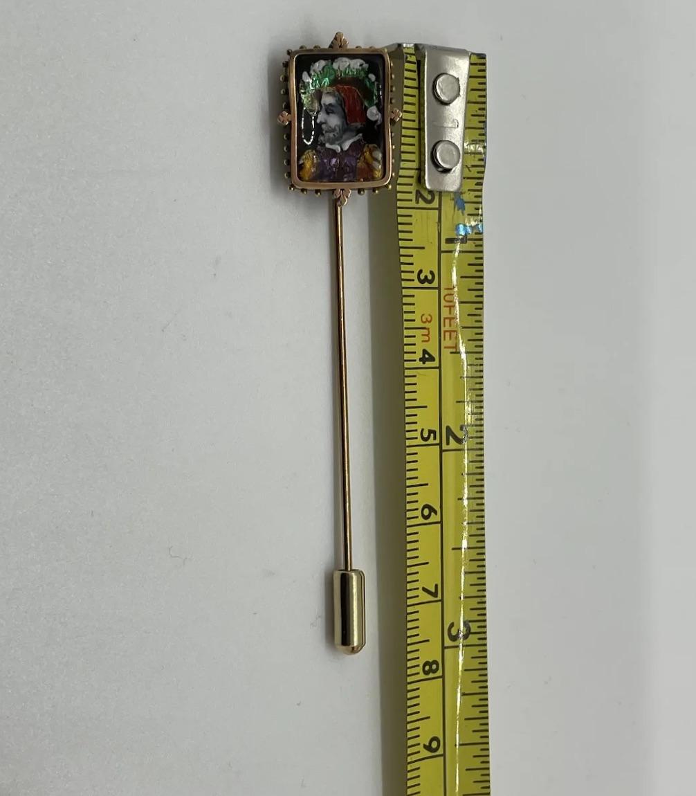 18K French Limoges Enamel Stick Pin For Sale 4