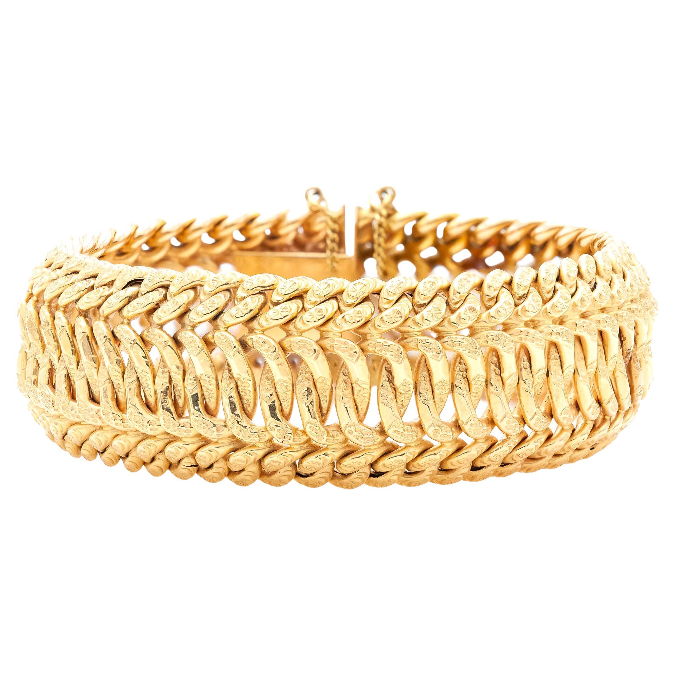 19mm Wide 18k Yellow Gold Oval Links Bracelet For Sale at 1stDibs