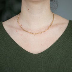 18K French solid gold pocket watch chain - unique Antique Necklace - 16.34 Inch