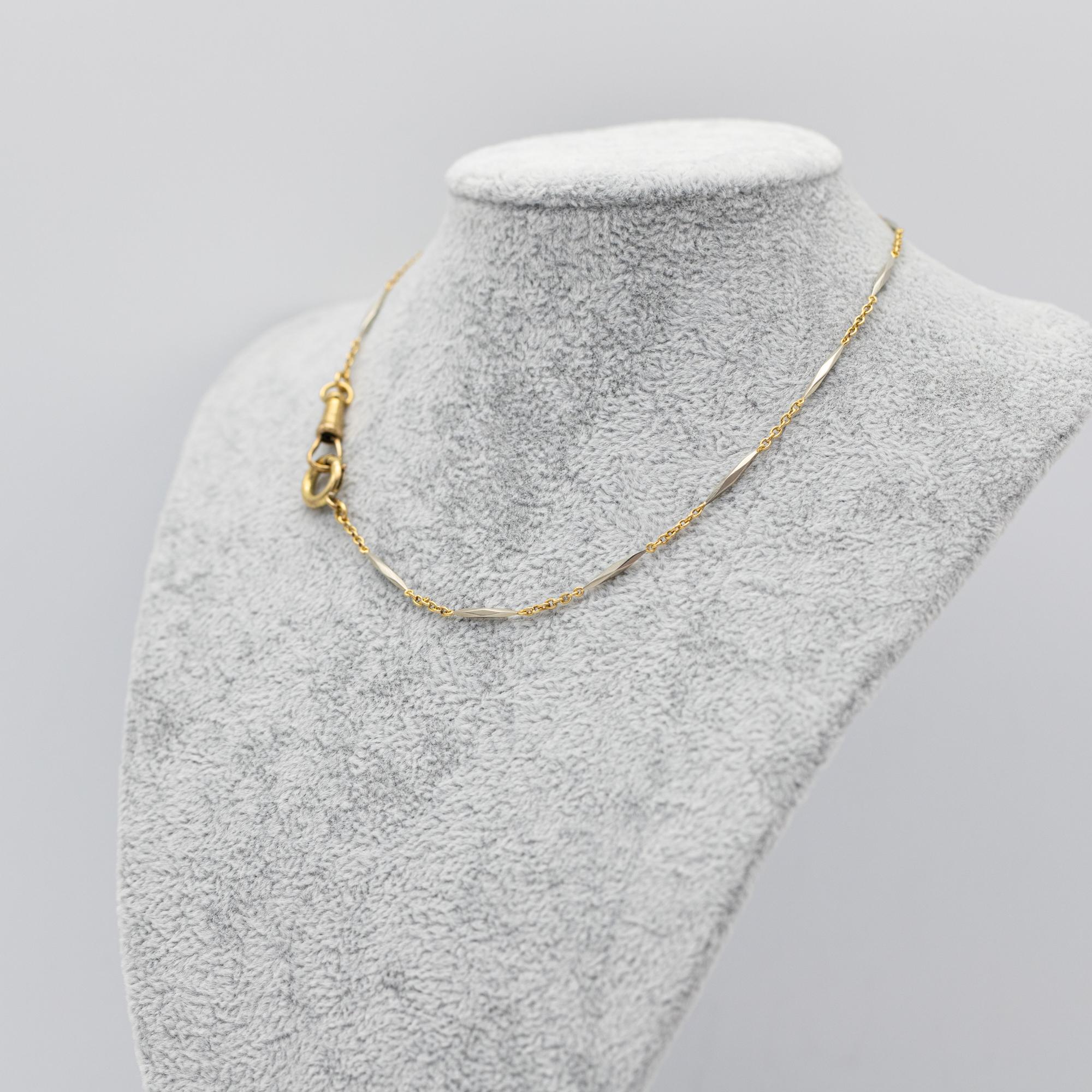 18K French solid gold watch chain - unique Antique Necklace - 13.98 Inch - 8.1gr In Good Condition In Antwerp, BE