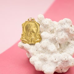 18K French solid yellow gold Virgin Mary - Catholic pendant - religious catholic