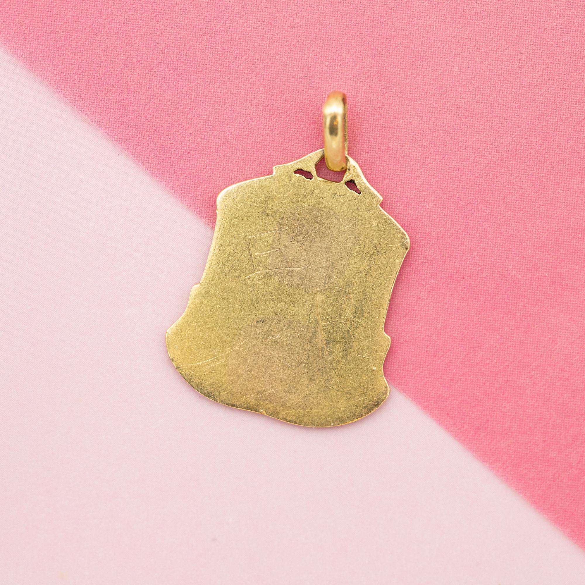 Women's or Men's 18K French solid yellow gold Virgin Mary - Catholic pendant - religious catholic