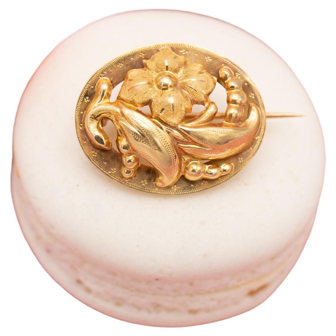 18k French Victorian brooch - Napoleon III Brooch - solid yellow gold antique