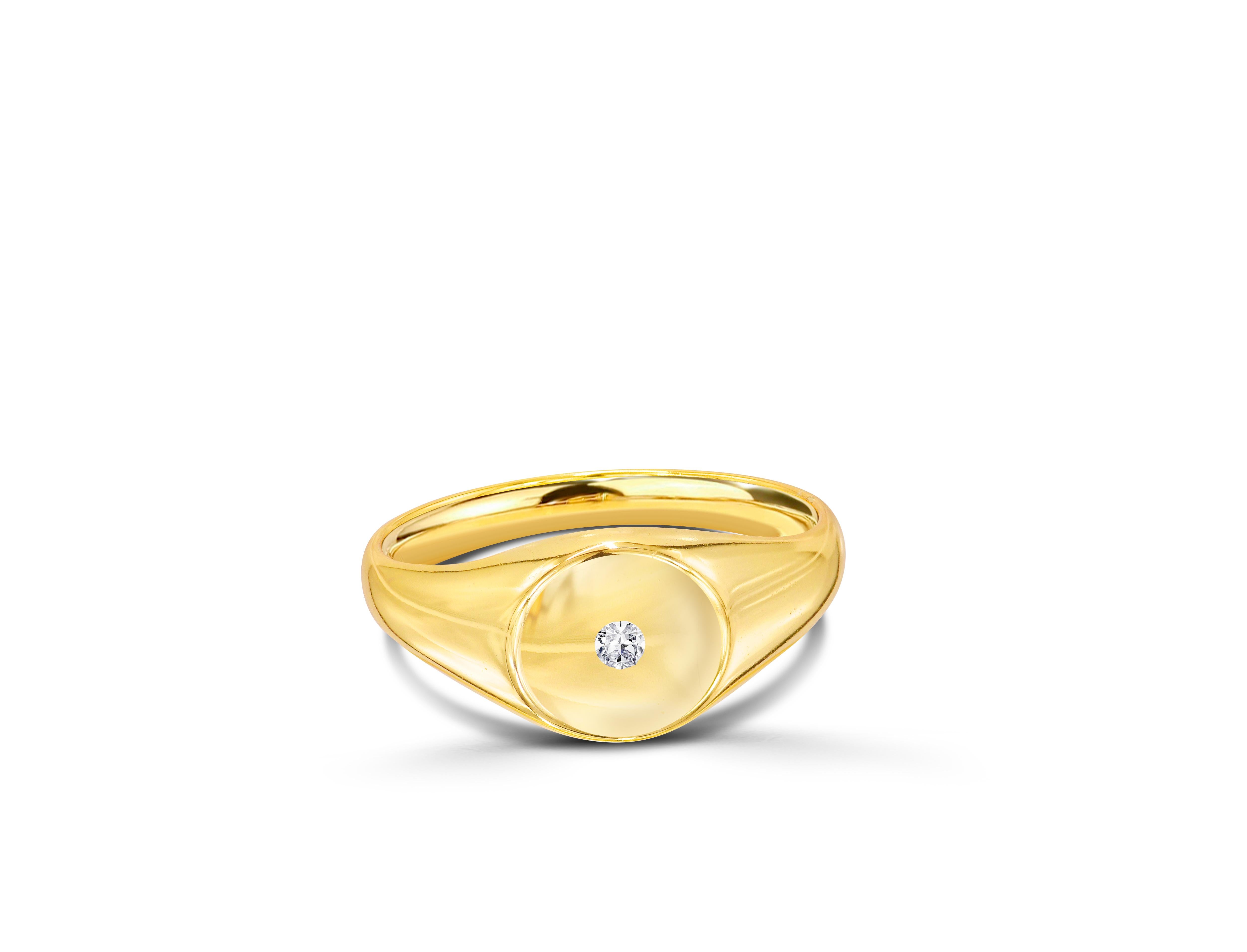 Im Angebot: 18K Echtes Gold gefüllt Natürlicher 0,035 Karat Diamant Siegelring () 3
