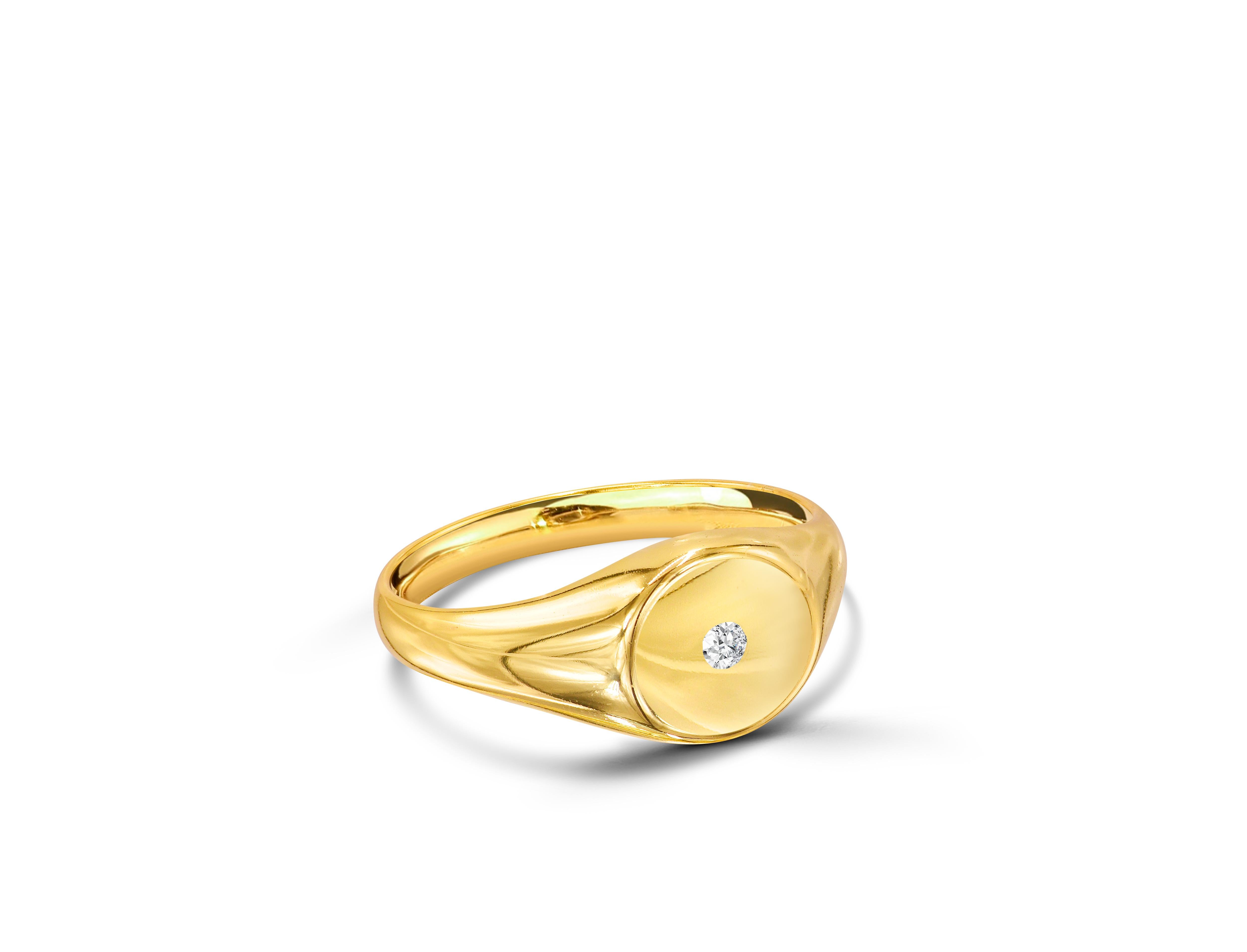For Sale:  18K Genuine Gold Filled Natural 0.035 Carat Diamond Signet Ring 2