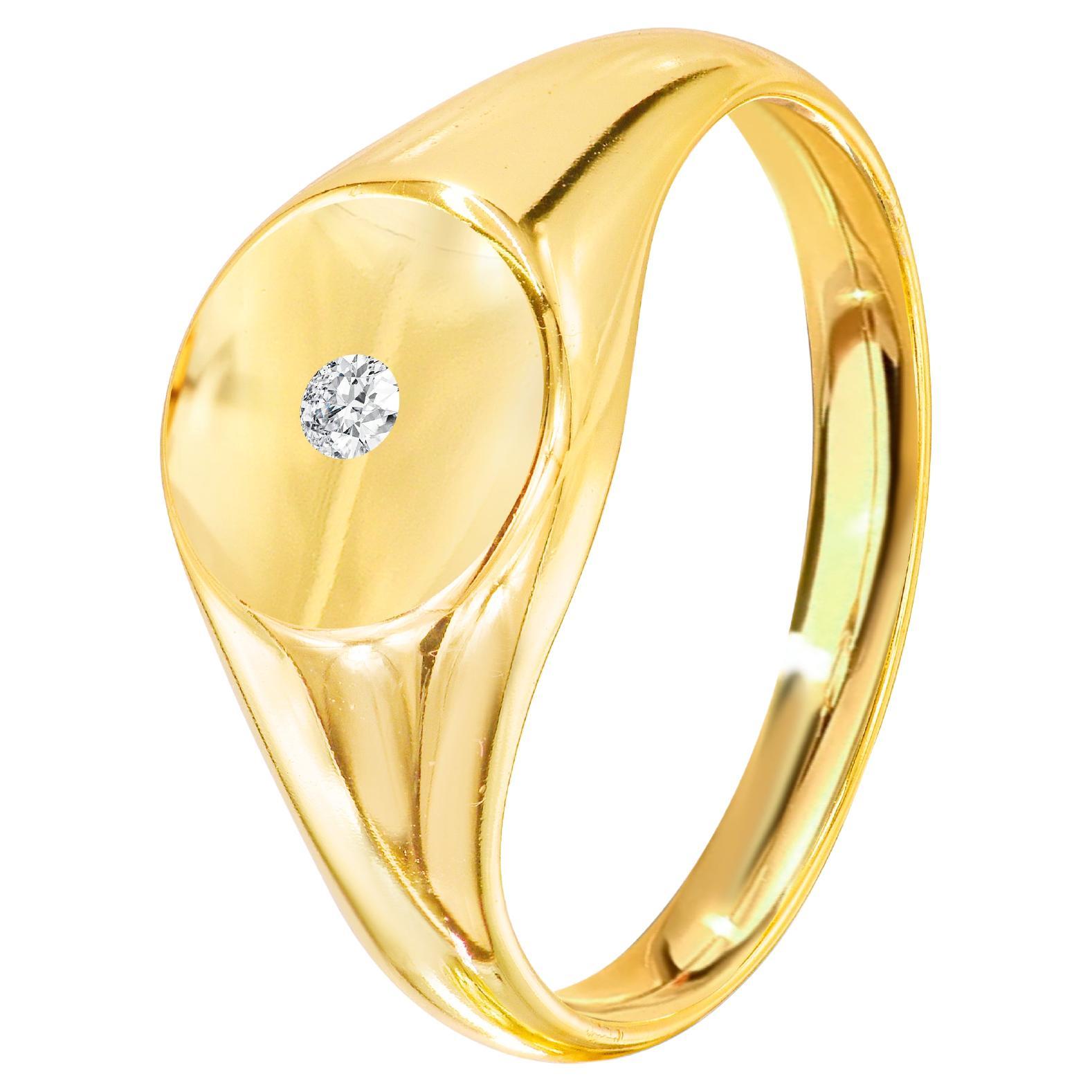 Im Angebot: 18K Echtes Gold gefüllt Natürlicher 0,035 Karat Diamant Siegelring ()