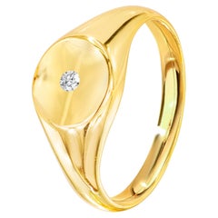 18K Genuine Gold Filled Natural 0.035 Carat Diamond Signet Ring