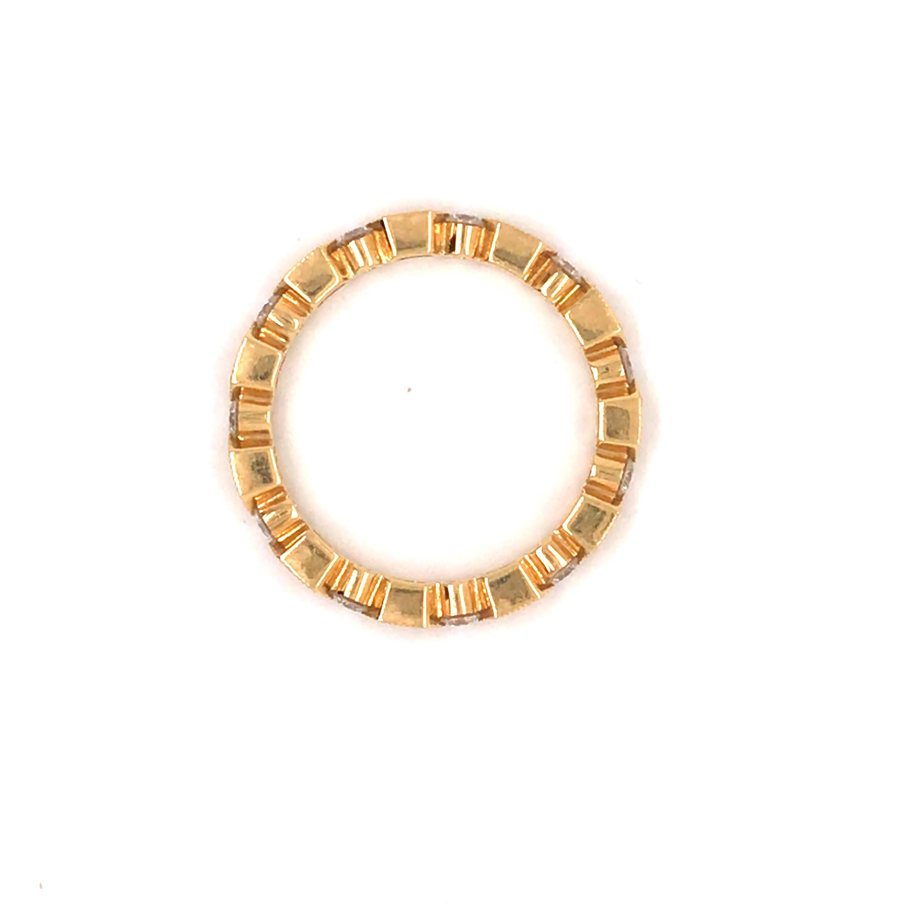 18K Geometric Diamond Miligrain Eternity Band Yellow Gold In New Condition For Sale In Boca Raton, FL