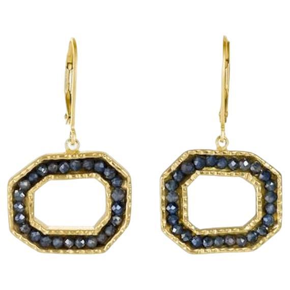 18K Geometric-O Earrings with Sapphires For Sale