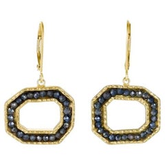 18K Geometric-O Earrings with Sapphires