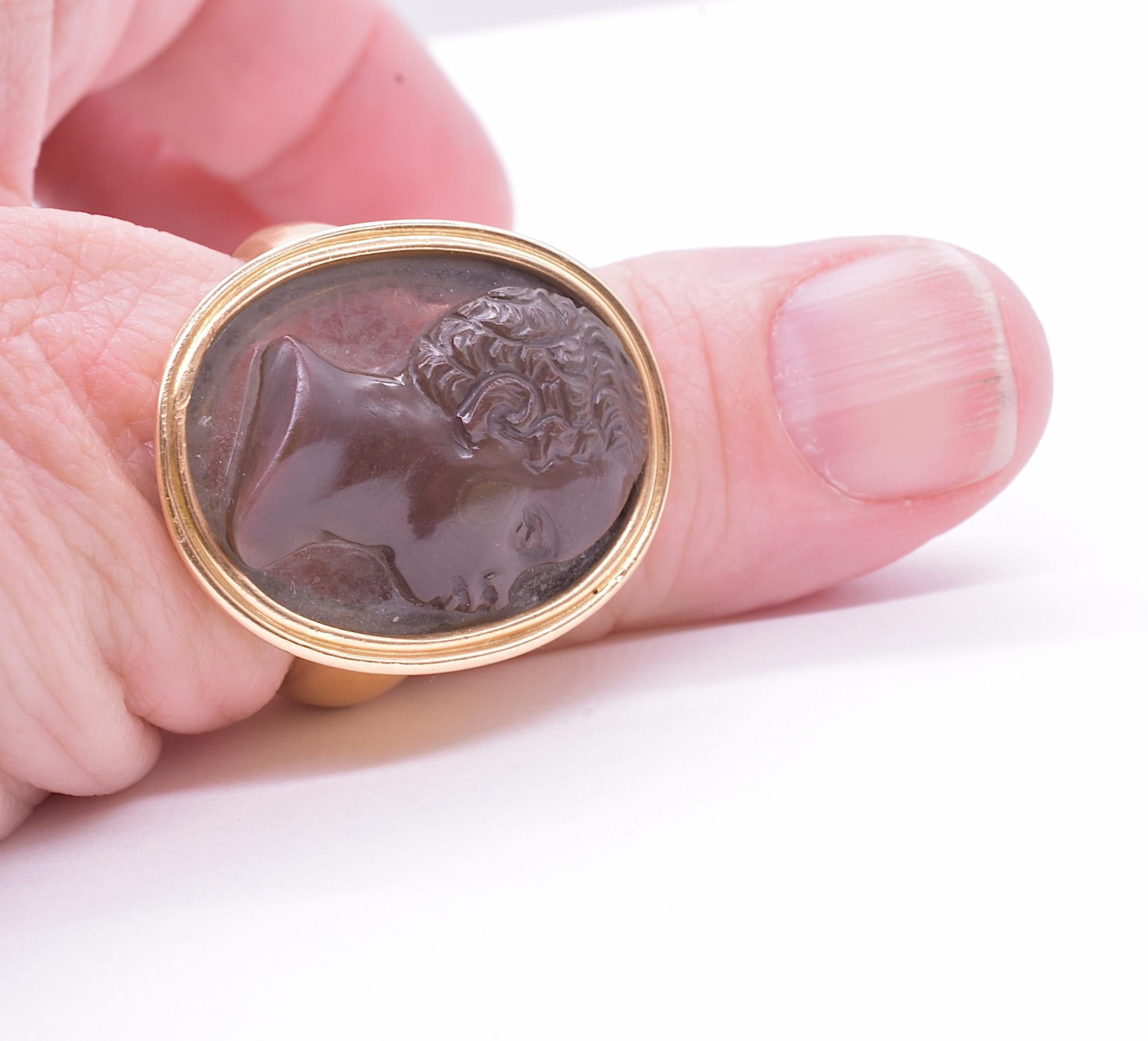 18k Georgian Portrait Cameo Ring in Sardonyx of an African-British Male 7