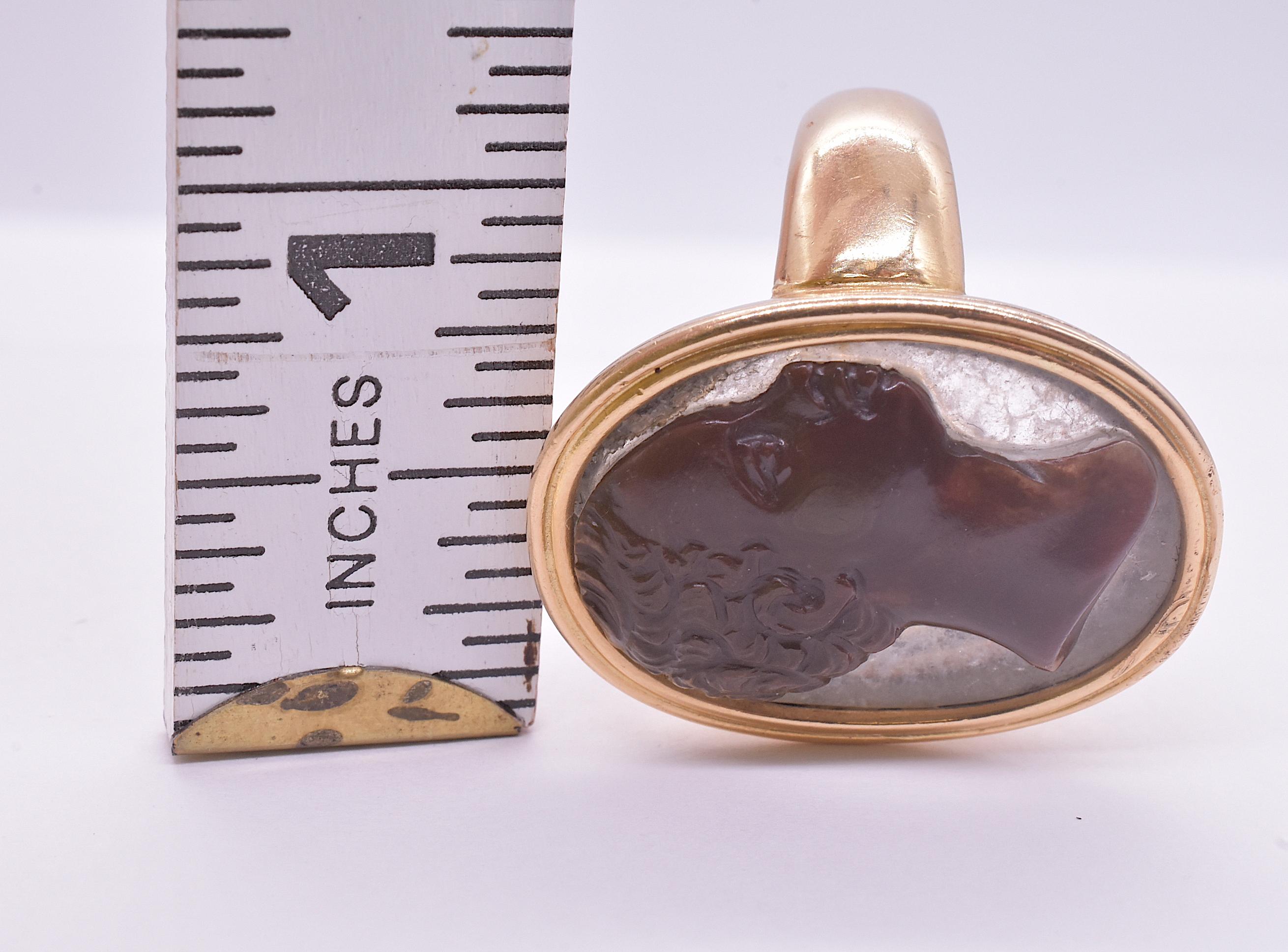 18k Georgian Portrait Cameo Ring in Sardonyx of an African-British Male 8