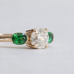 18K 0.7 Carat Diamond Tsavorite Garnet Ring