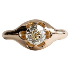 18K GIA 1.1 carat Old Mine Diamond Belcher Ring
