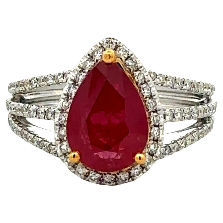 18k GIA Ruby Diamond Ring For Sale at 1stDibs