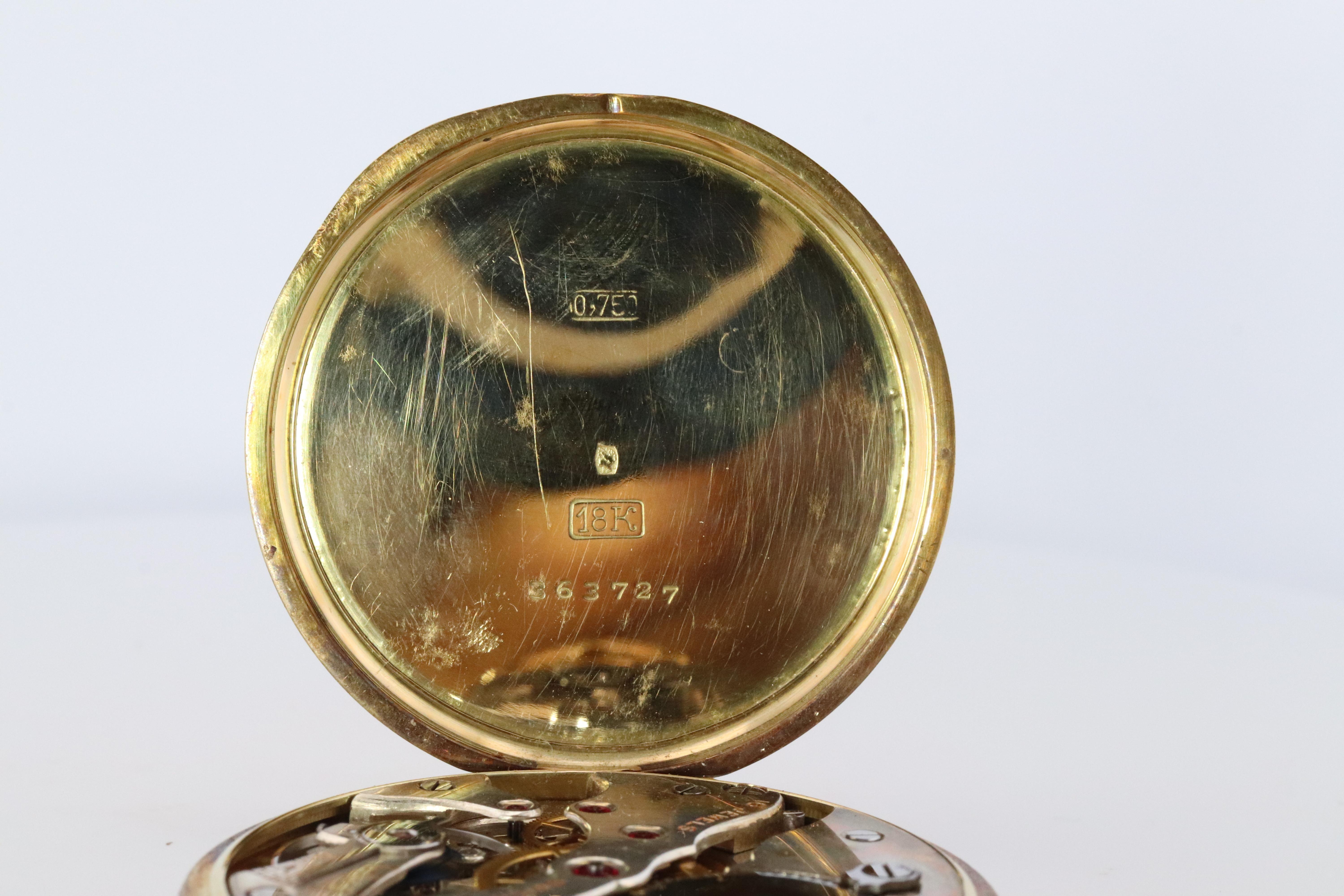 18k Golay Fils & Stahl Pocket Watch. Antique 750 YG Golay Ornate 43mm For Sale 6