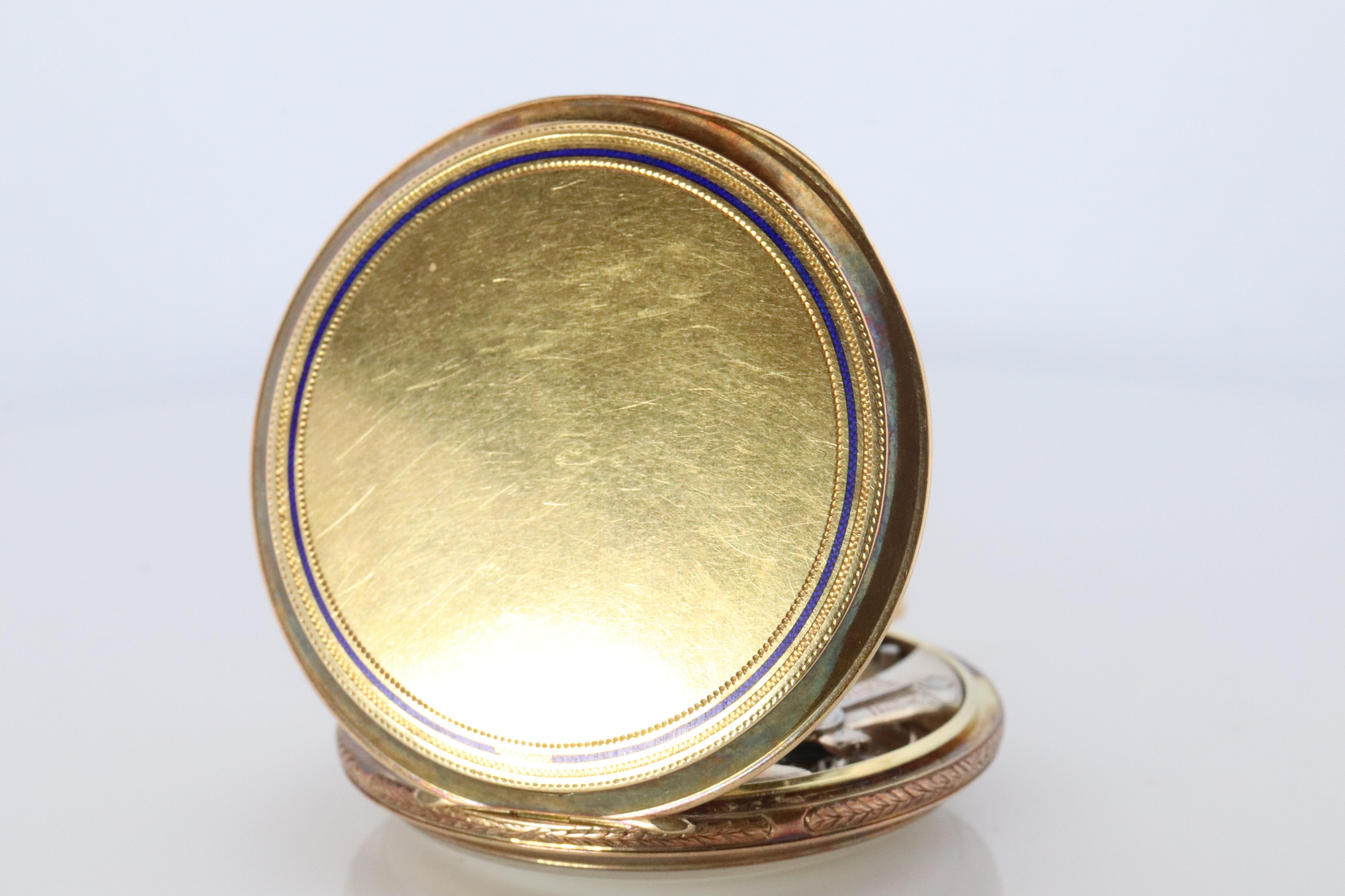 18k Golay Fils & Stahl Pocket Watch. Antique 750 YG Golay Ornate 43mm For Sale 7