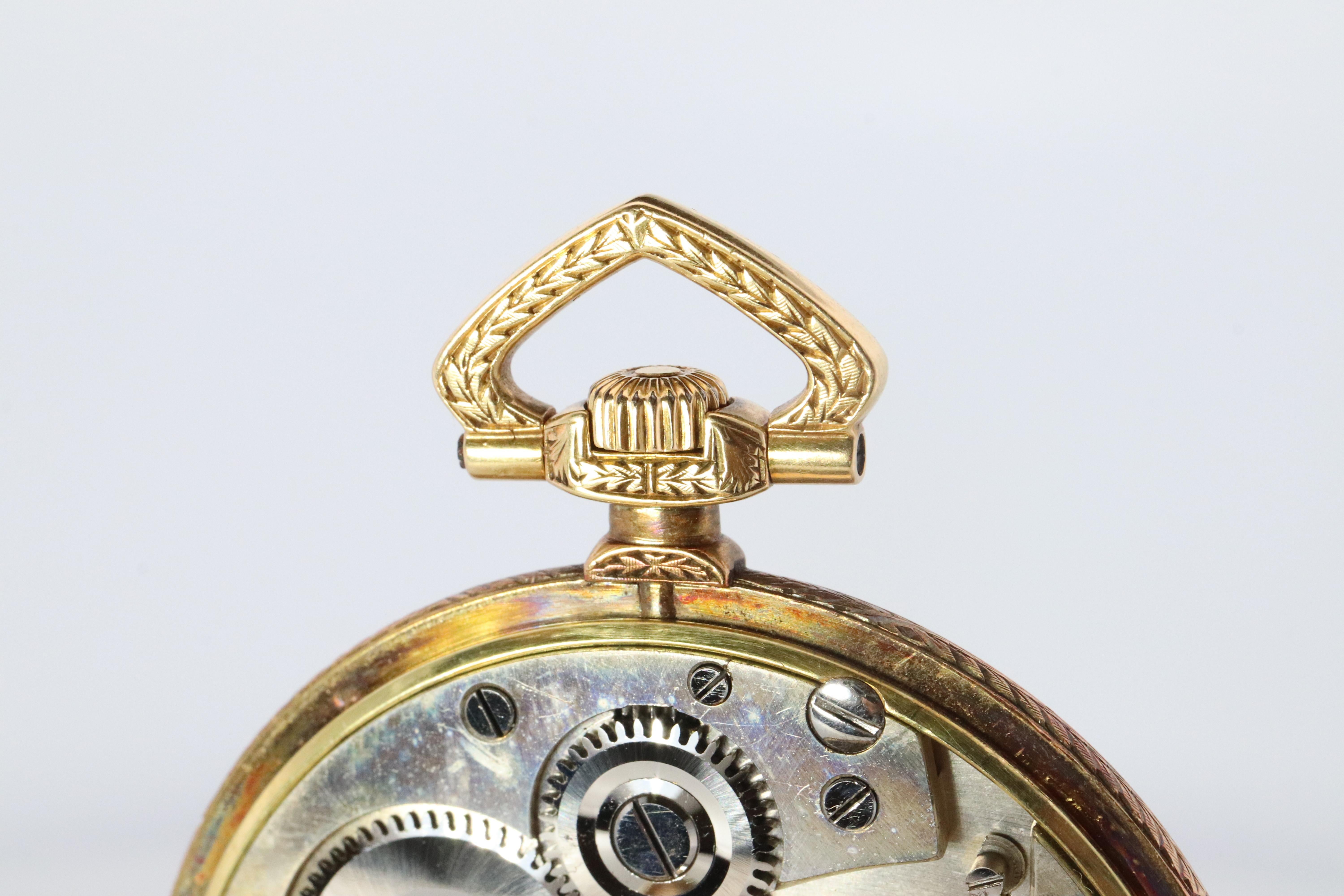 18k Golay Fils & Stahl Pocket Watch. Antique 750 YG Golay Ornate 43mm For Sale 4