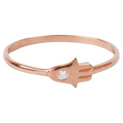 18k Gold 0.02 Carat Diamond Hamsa hand Ring