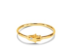 18 Karat Gold 0,02 Karat Diamant Hamsa Handring 