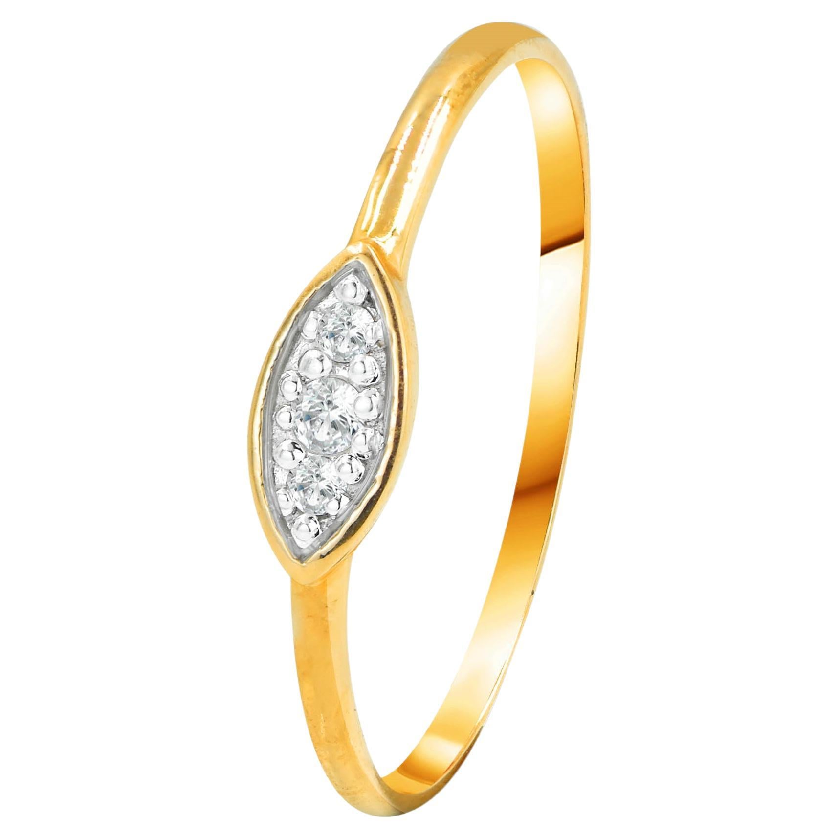 For Sale:  18K Gold 0.05 Carat Marquise Diamond Dainty Minimalist Stacking Ring