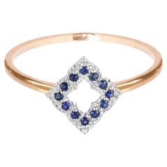 18k Gold 0.10 Carat Sapphire Clover Ring