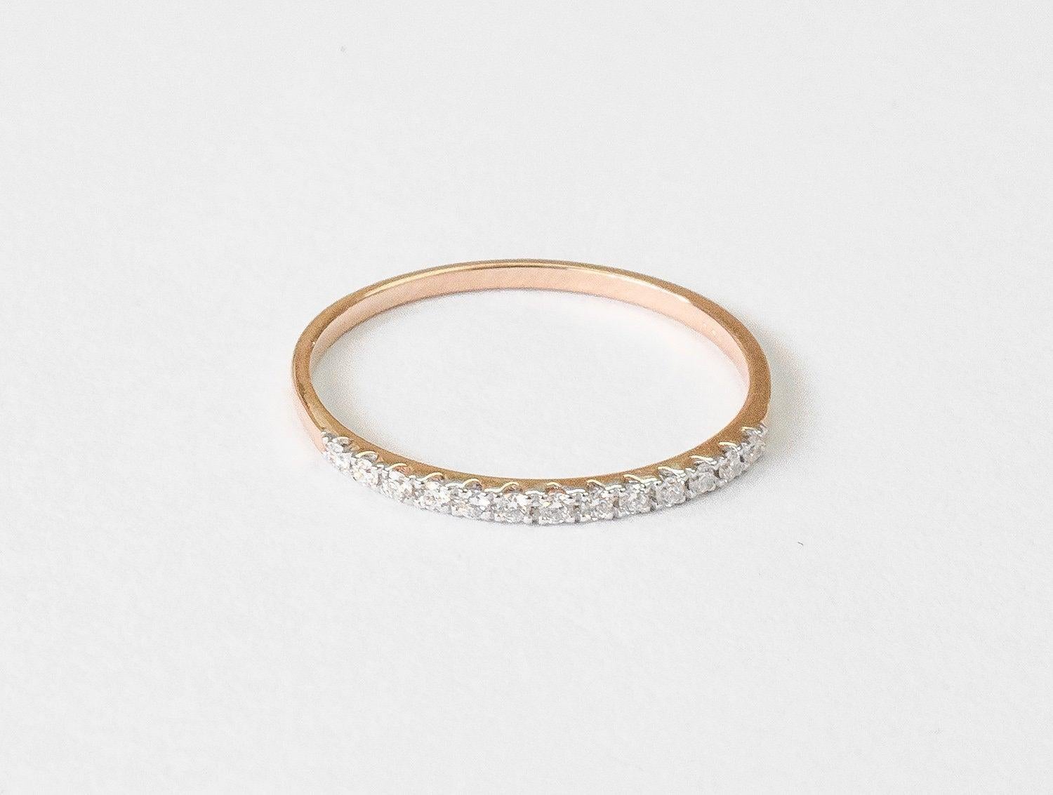 For Sale:  18k Gold 0.11 Carat Diamond Half Eternity Ring Band 2